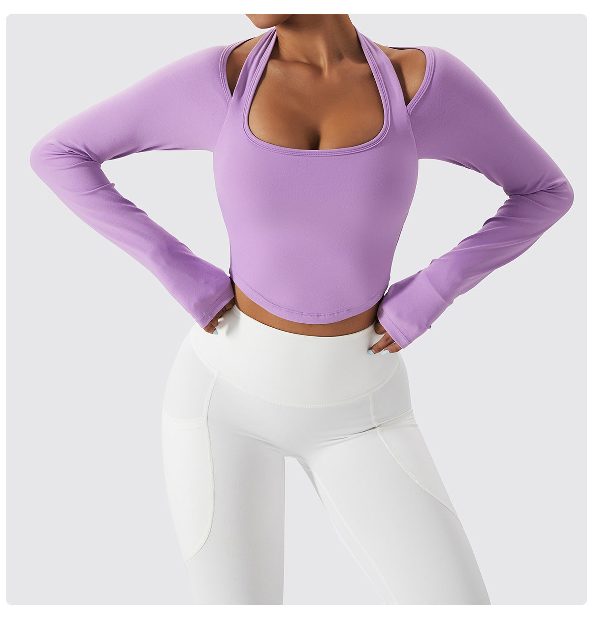 Halter Long Sleeve Sports Top