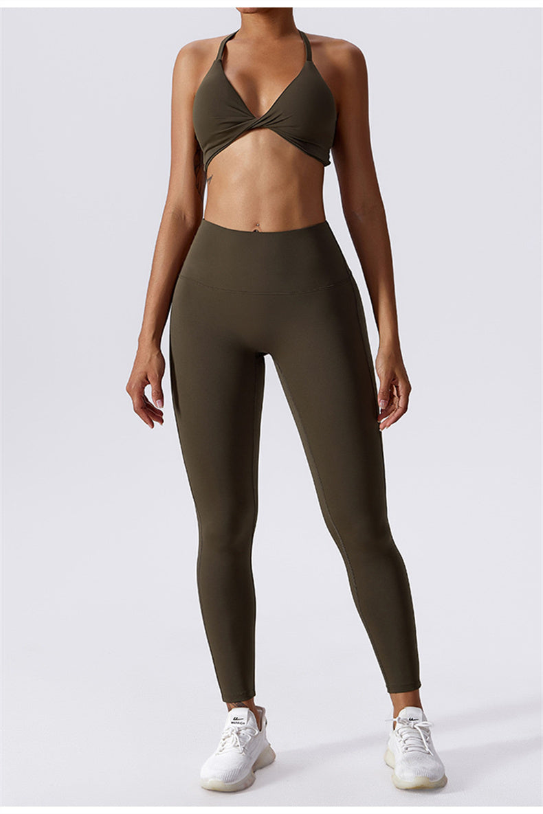 Twisted Backless Sports Bra & Leggings Set