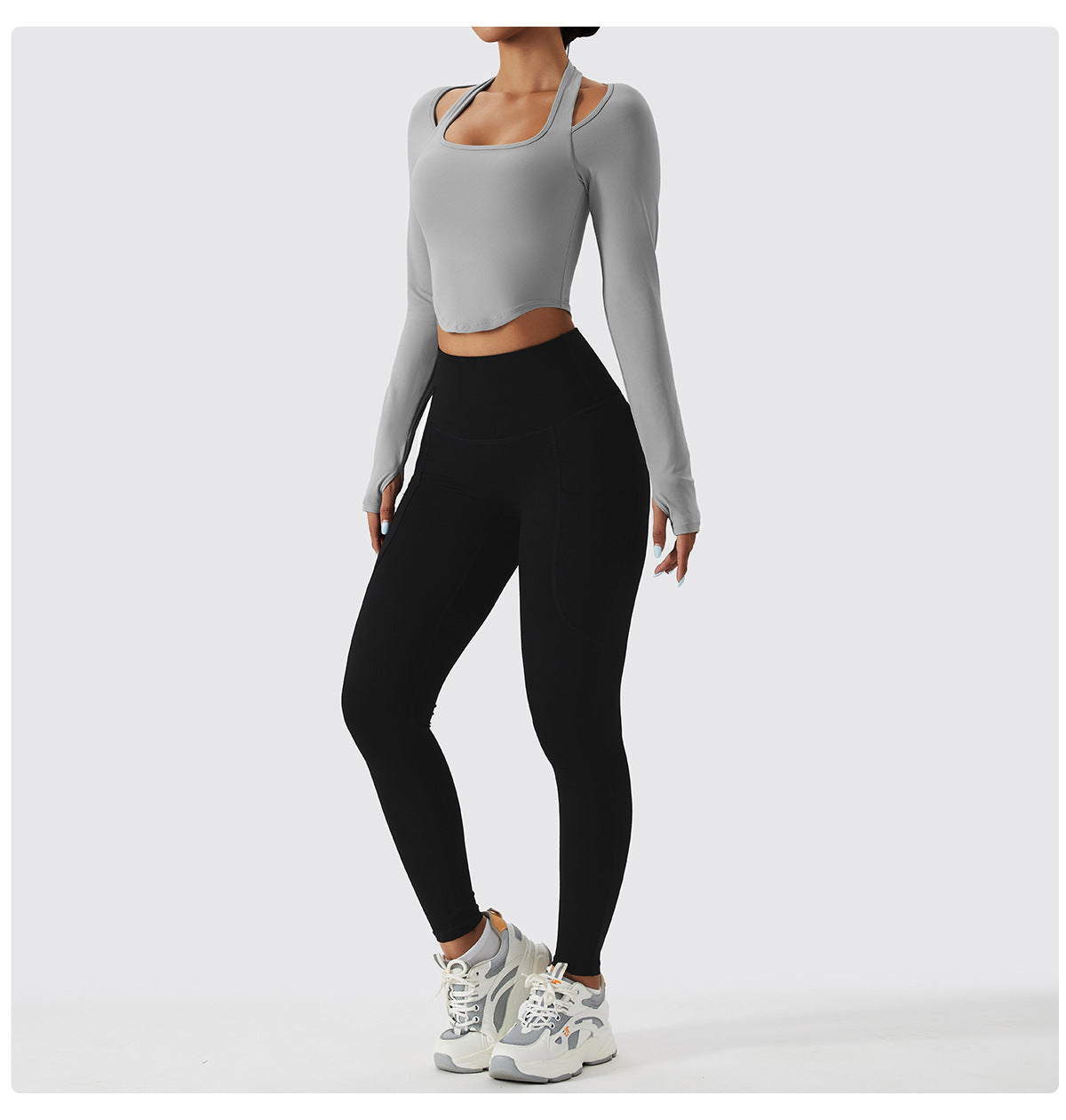 Halter Long Sleeve Sports Top