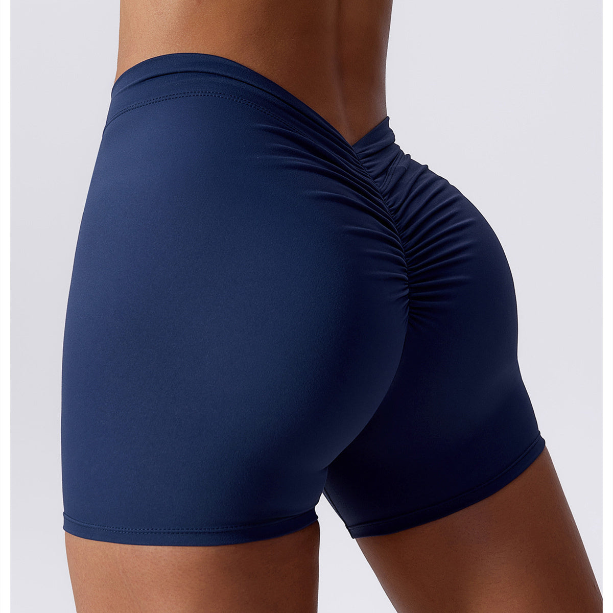 High Waisted V Shaped Ruched Yoga Shorts