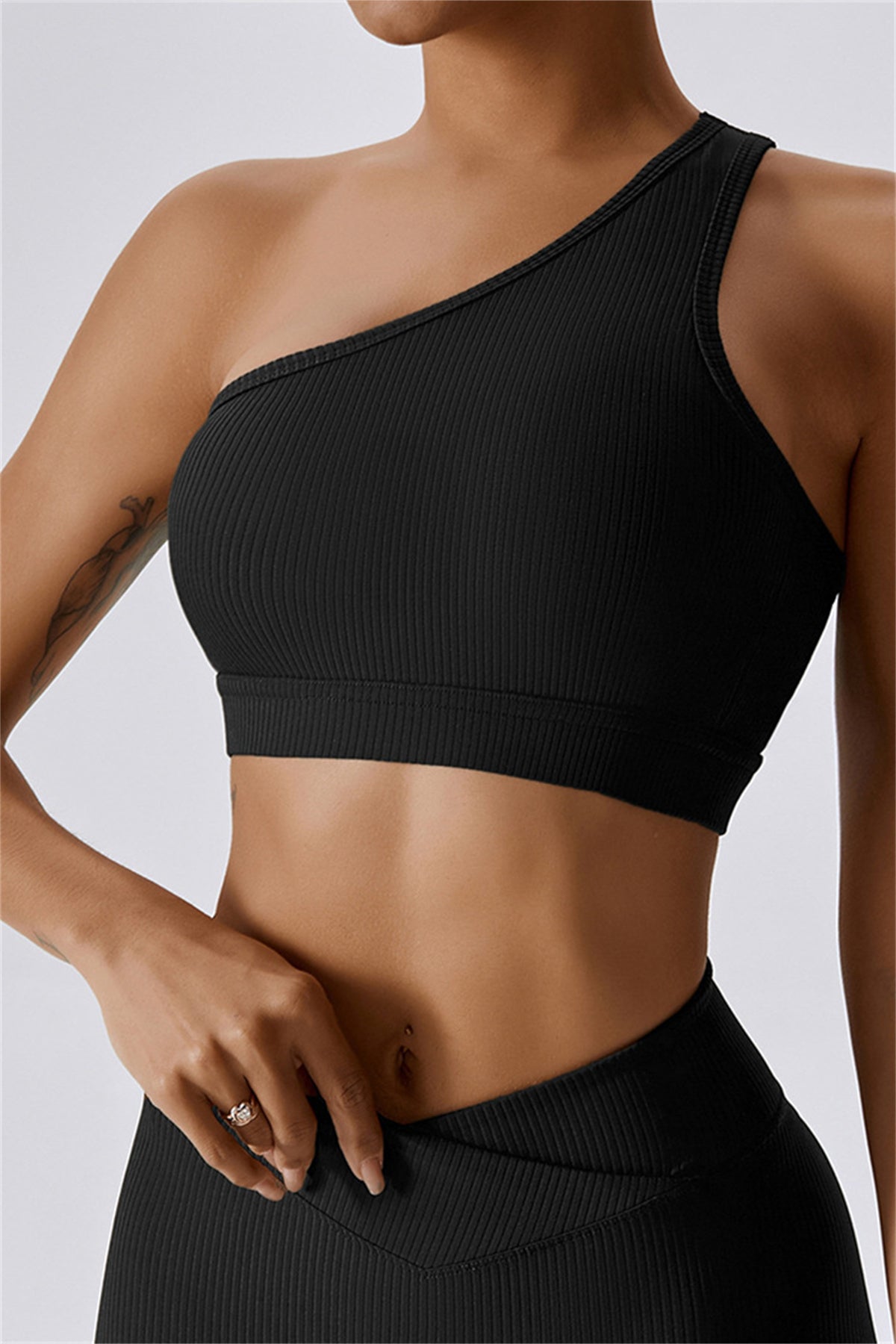 One Shoulder Asymmetric Sports Bra