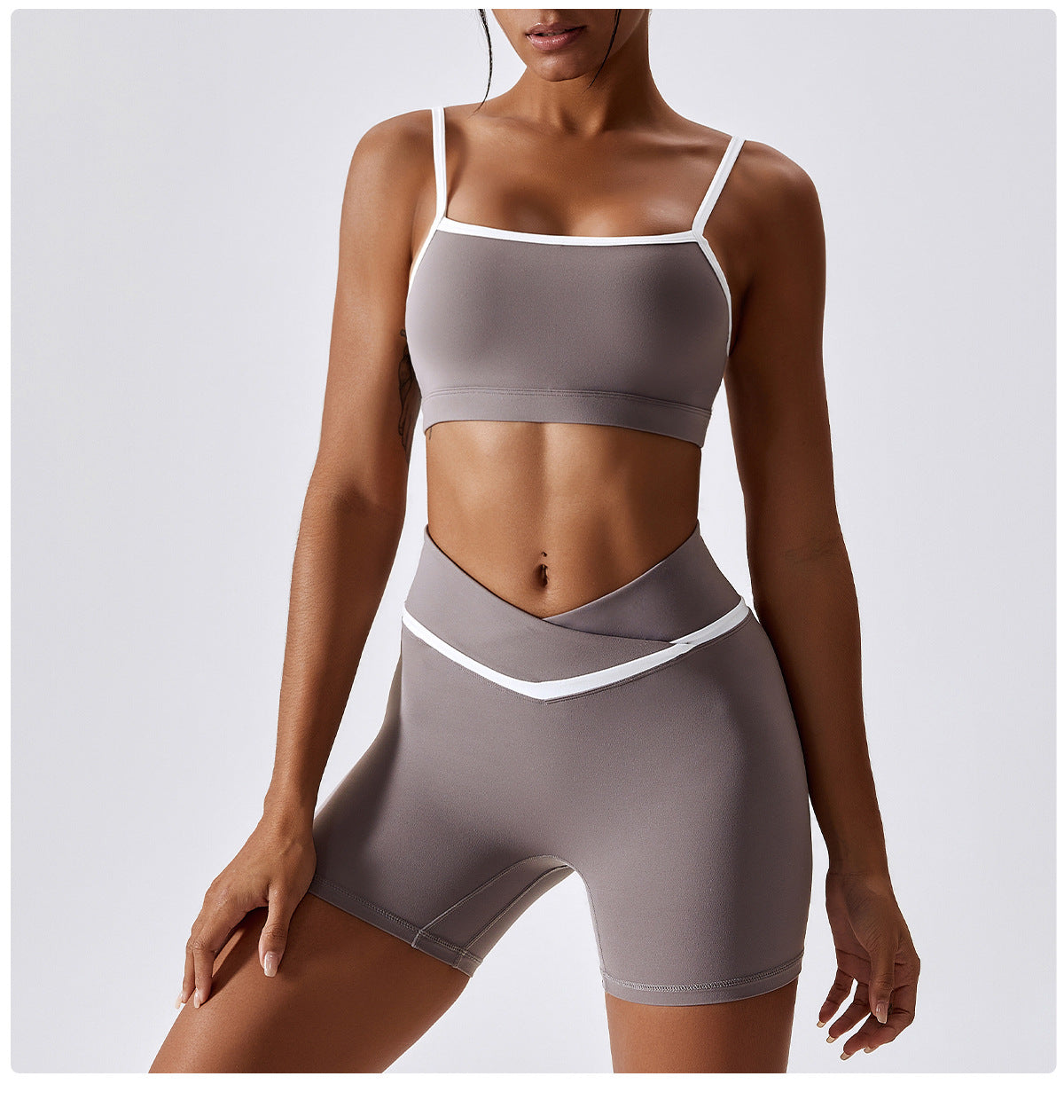 Color Block Sports Bra & Shorts Set