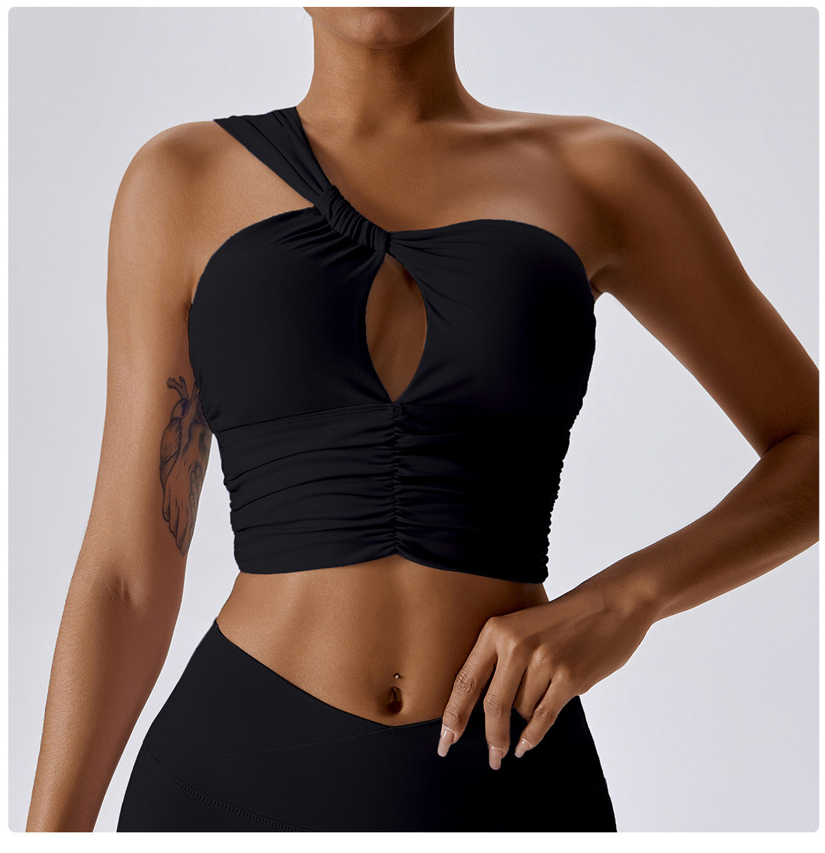 One Shoulder Ruched Sports Bra