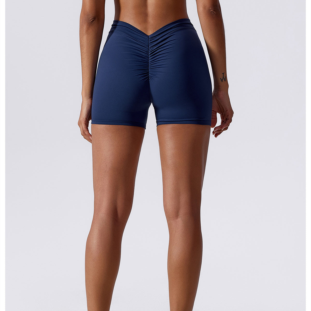 High Waisted V Shaped Ruched Yoga Shorts