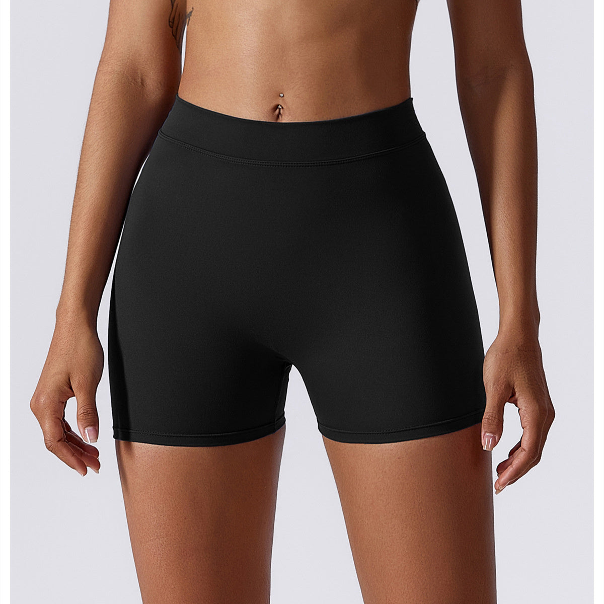 High Waisted V Shaped Ruched Yoga Shorts