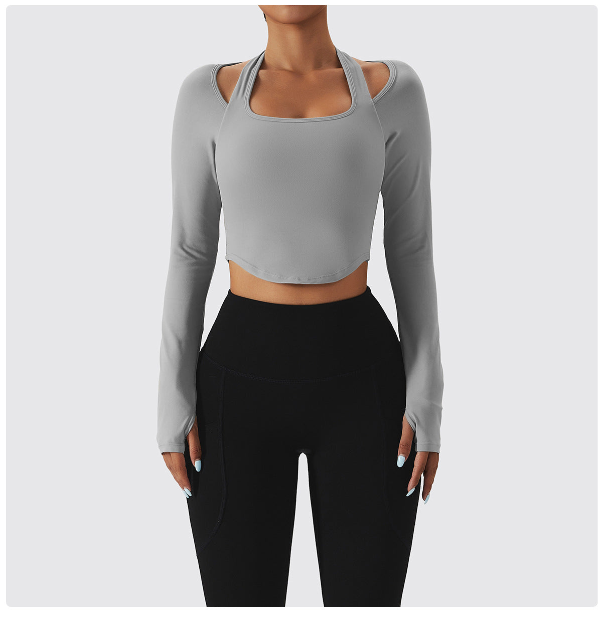 Halter Long Sleeve Sports Top