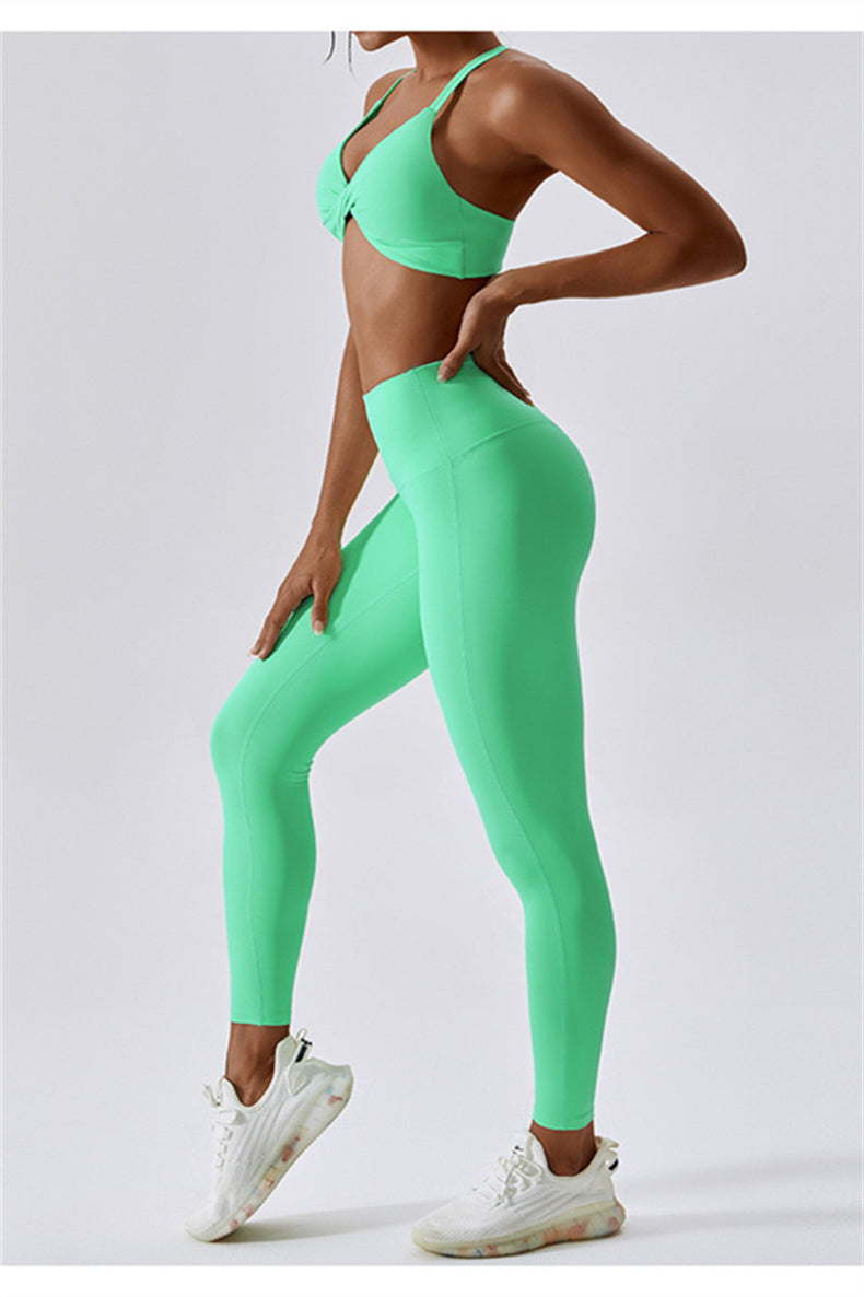 Twisted Backless Sports Bra & Leggings Set