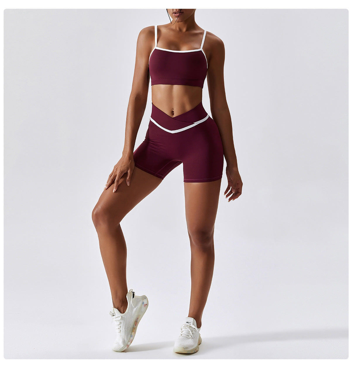 Color Block Sports Bra & Shorts Set