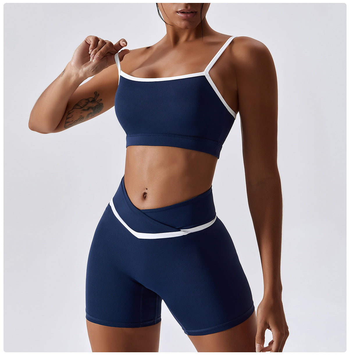 Color Block Sports Bra & Shorts Set