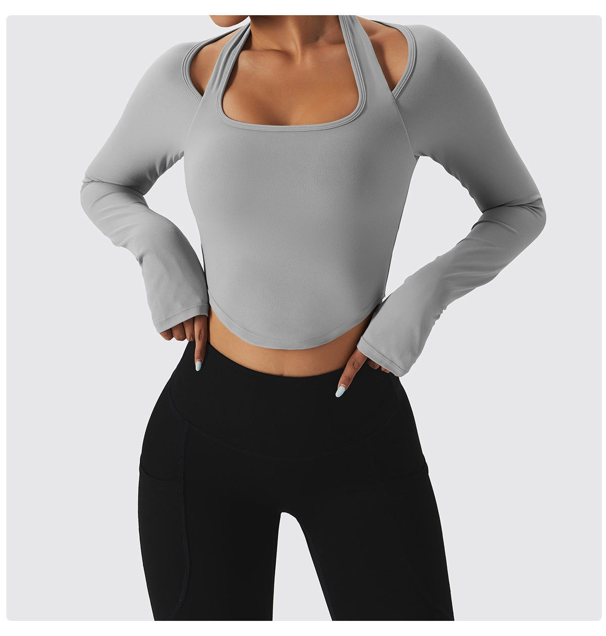 Halter Long Sleeve Sports Top