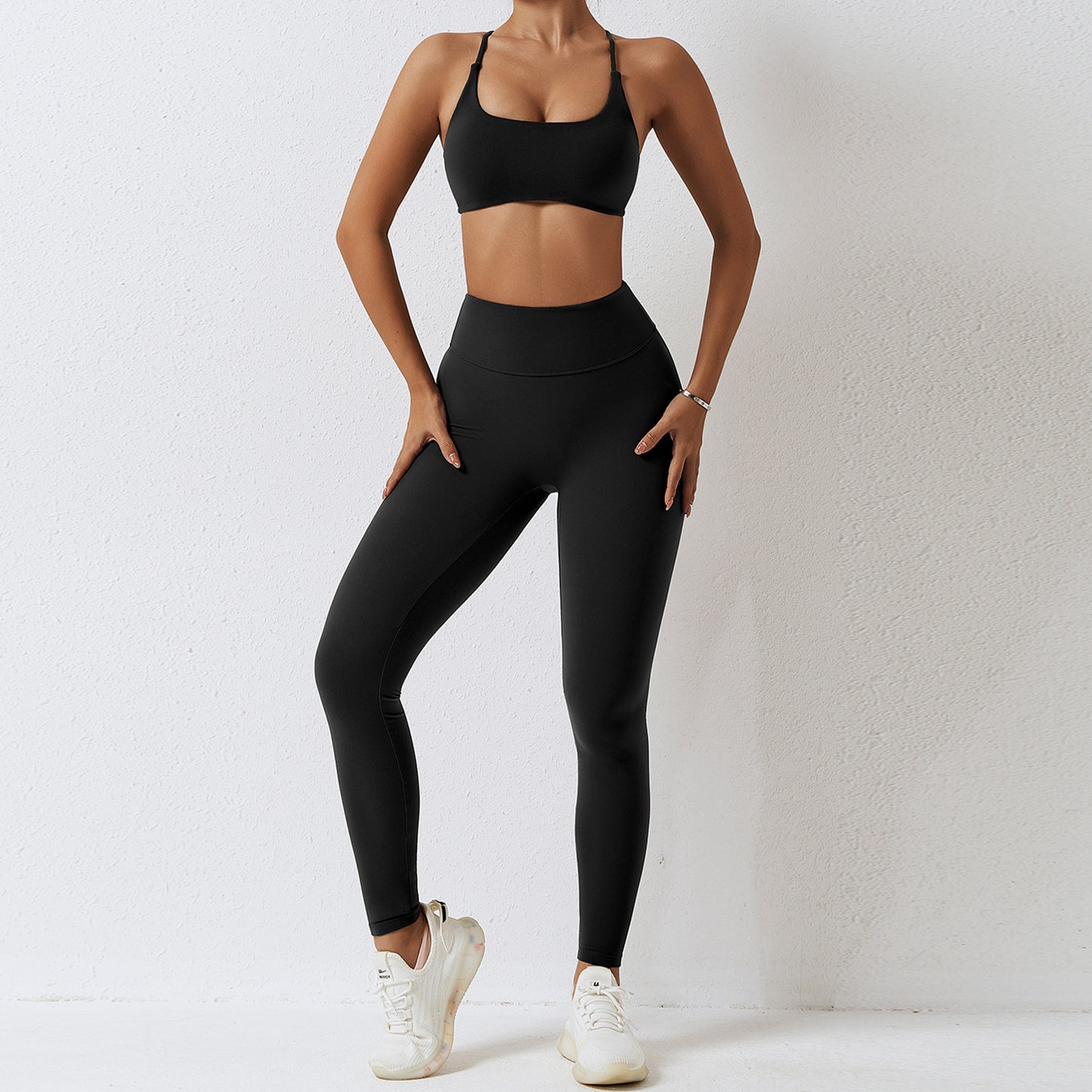 U Neck Crisscross Yoga Bra & Leggings Set