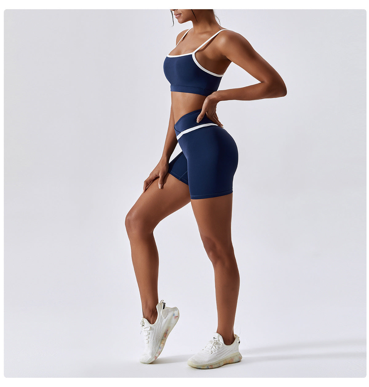 Color Block Sports Bra & Shorts Set