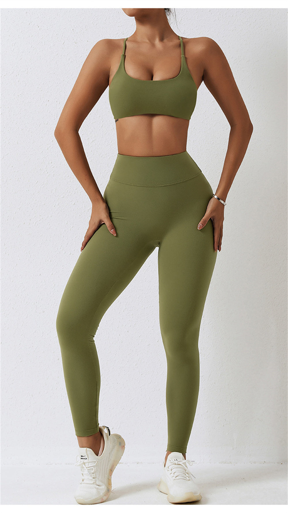 U Neck Crisscross Yoga Bra & Leggings Set