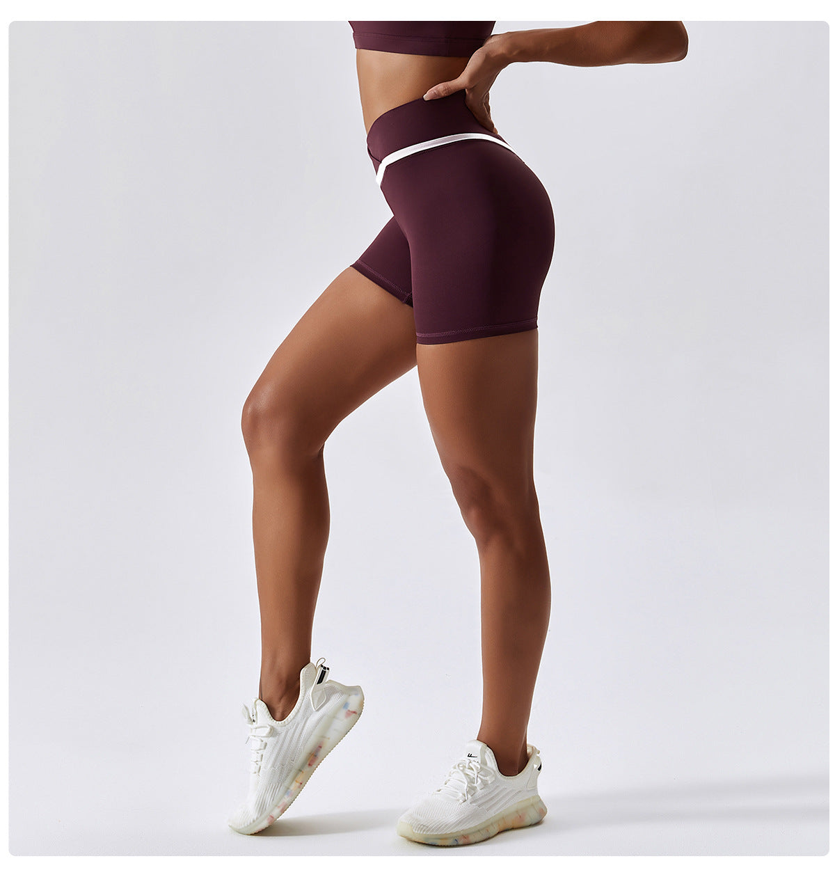 Color Block Crossover Yoga Shorts