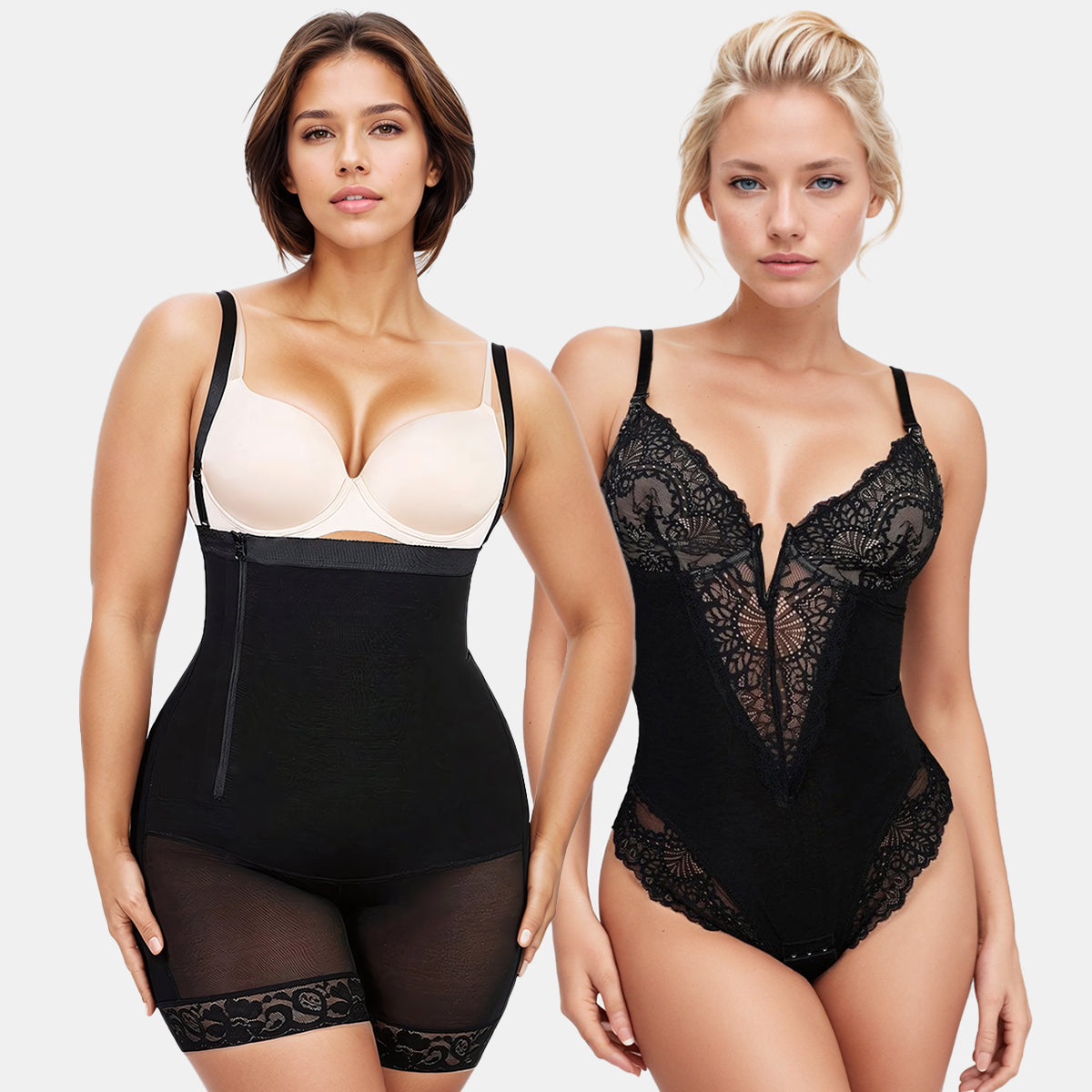 Fajas Colombianas Shapewear & Deep-V Neck Lace Shapewear