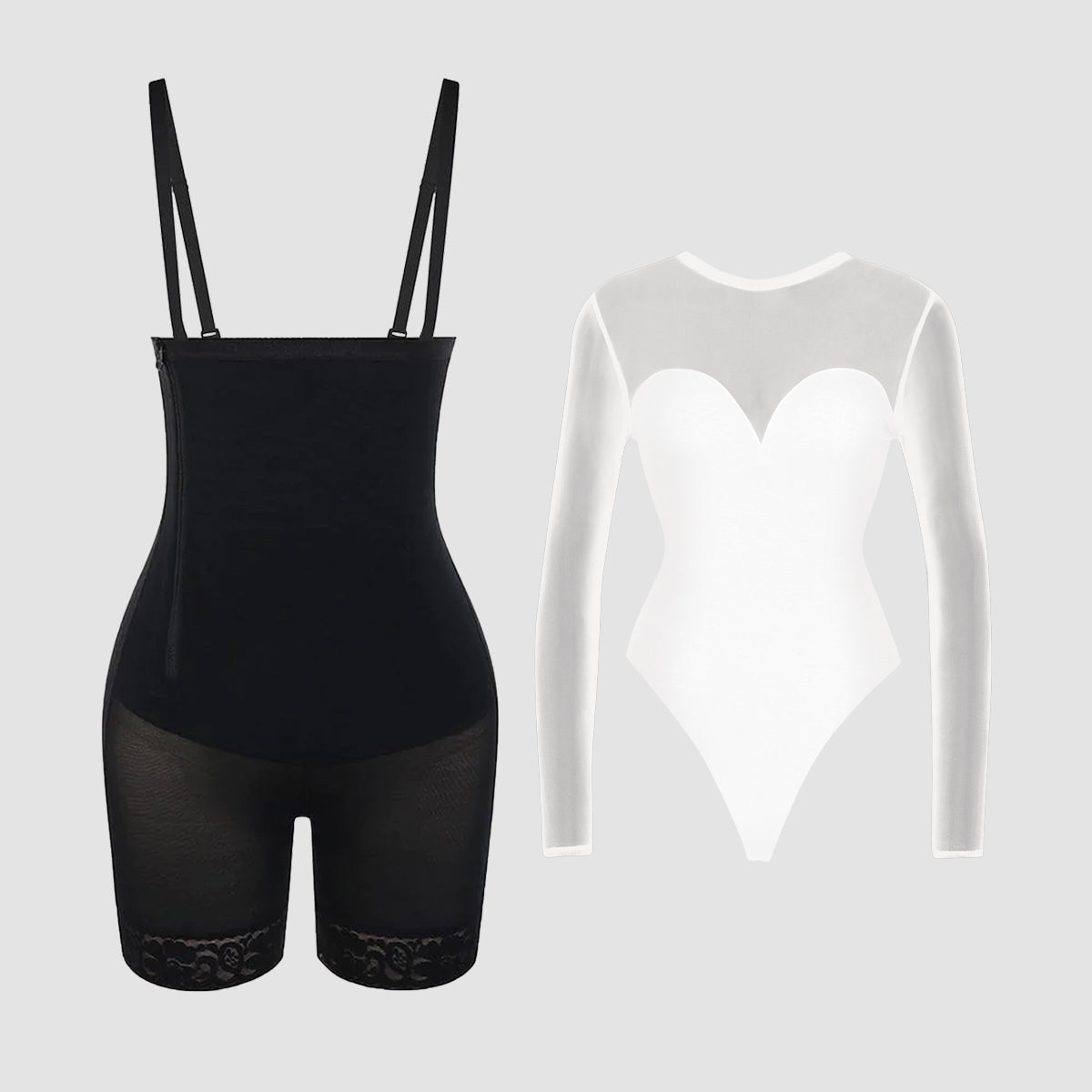 Fajas Colombianas Shapewear & Sheer Mesh Shapewear Thong Bodysuit