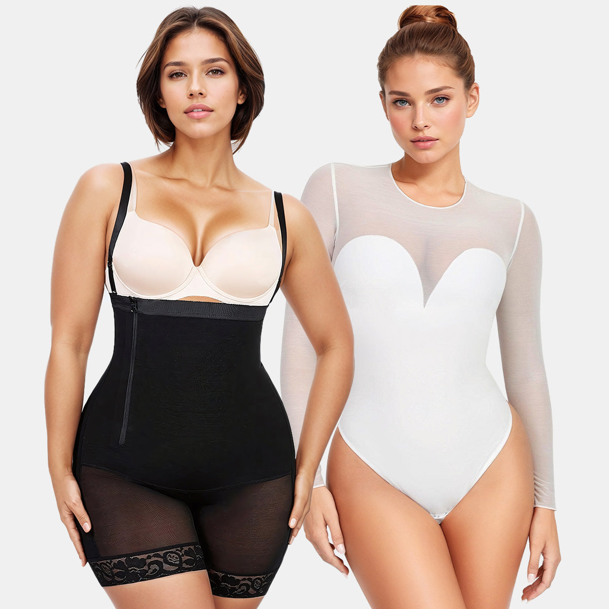 Fajas Colombianas Shapewear & Sheer Mesh Shapewear Thong Bodysuit