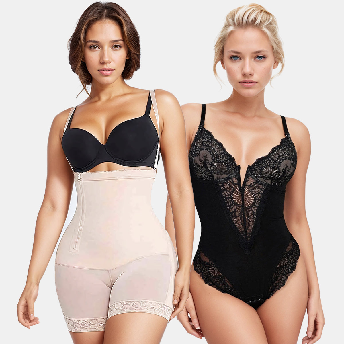 Fajas Colombianas Shapewear & Deep-V Neck Lace Shapewear