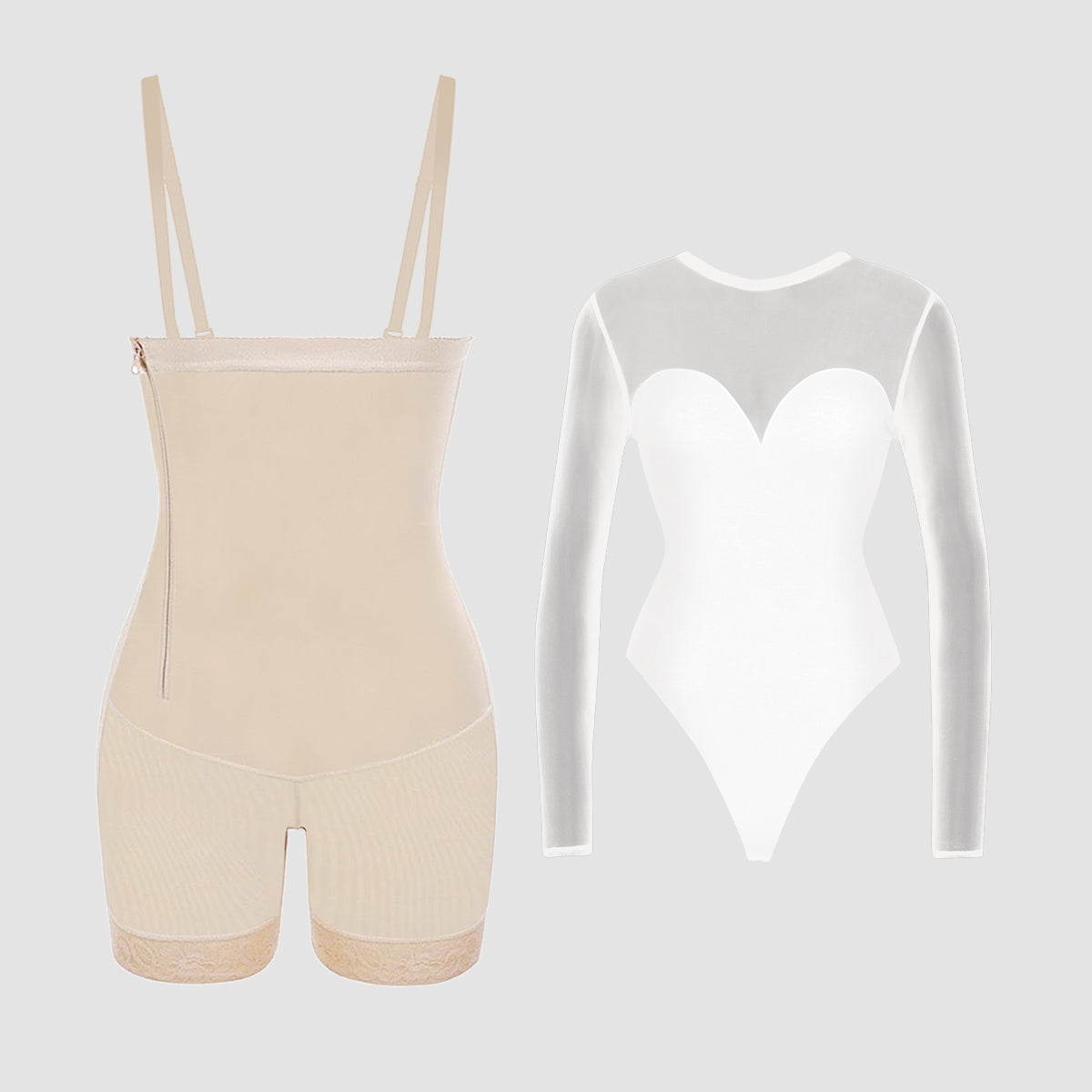 Fajas Colombianas Shapewear & Sheer Mesh Shapewear Thong Bodysuit