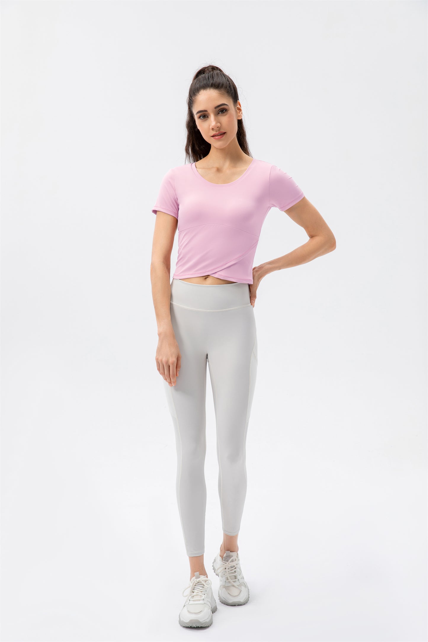 Crossover Hem Cropped Sports Top