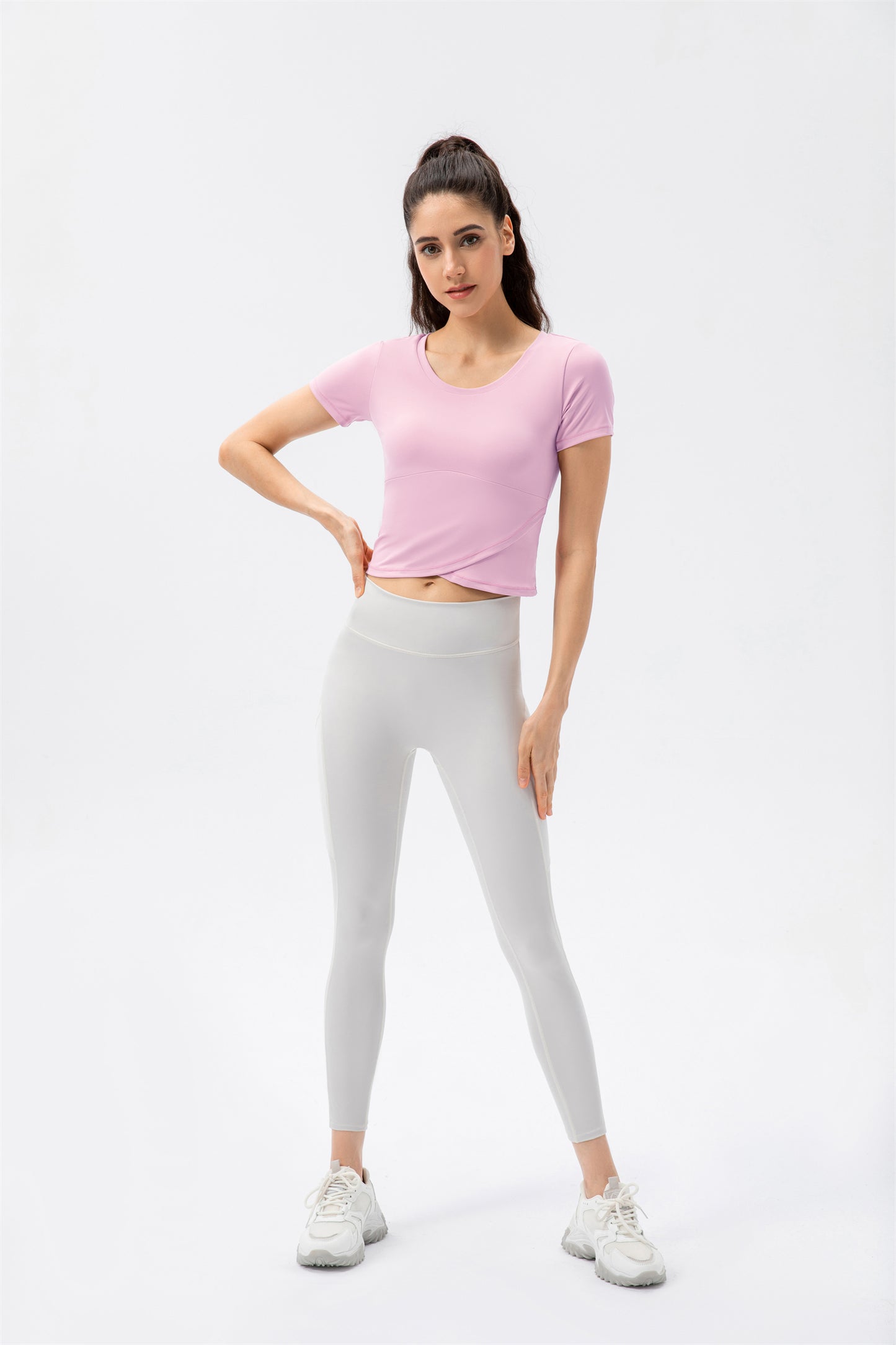 Crossover Hem Cropped Sports Top