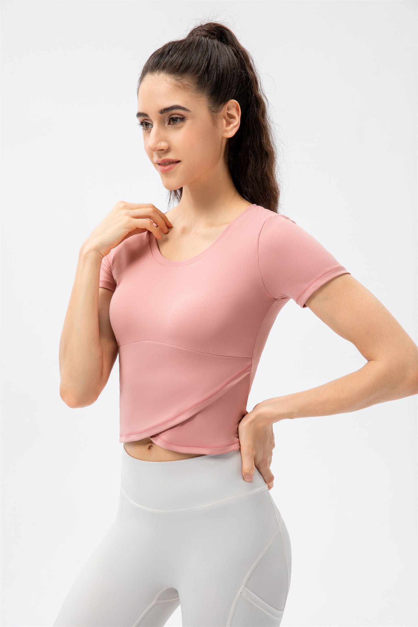 Crossover Hem Cropped Sports Top