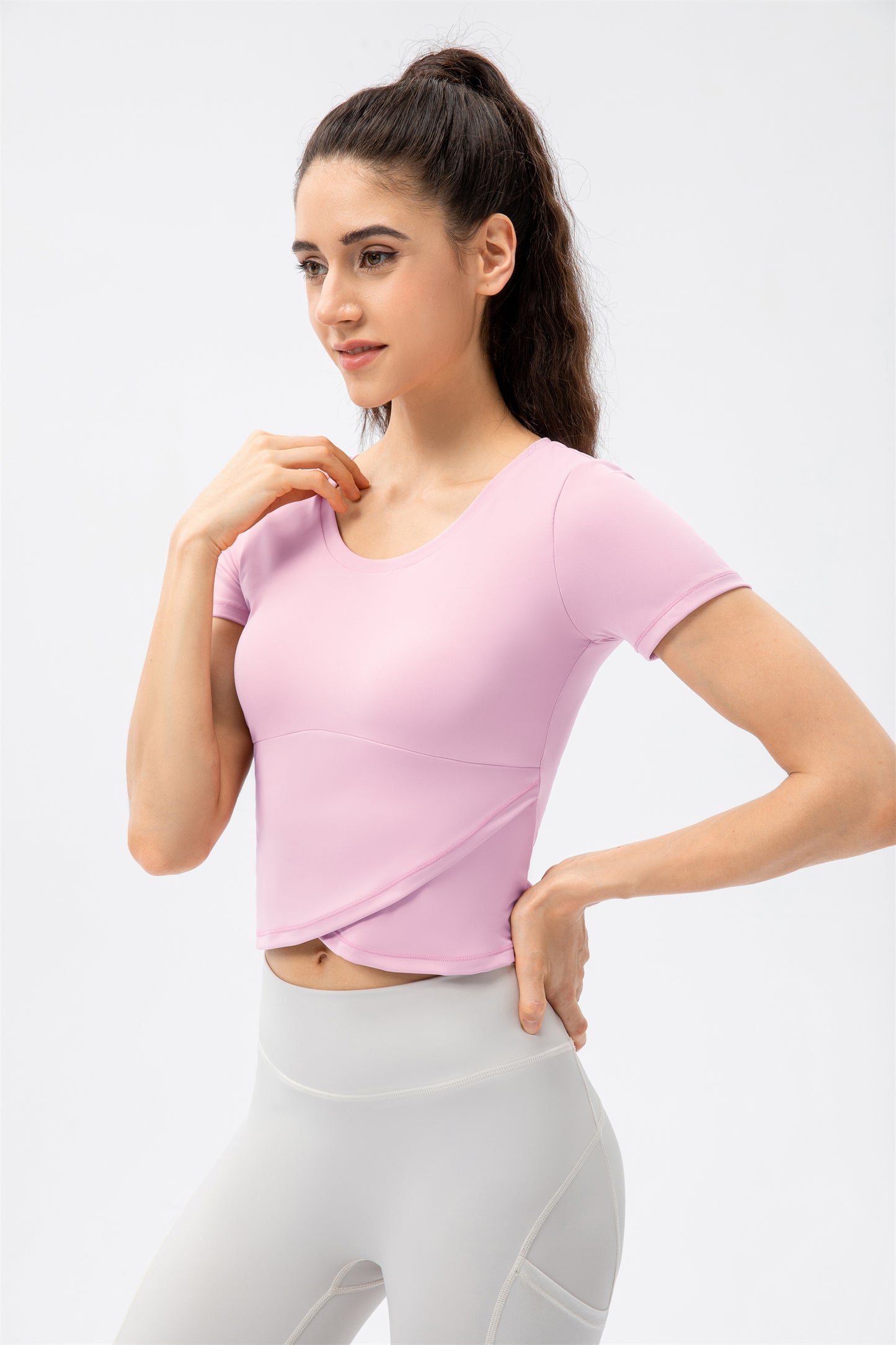 Crossover Hem Cropped Sports Top