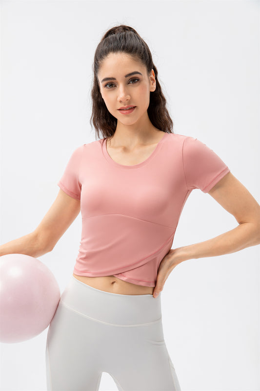 Crossover Hem Cropped Sports Top