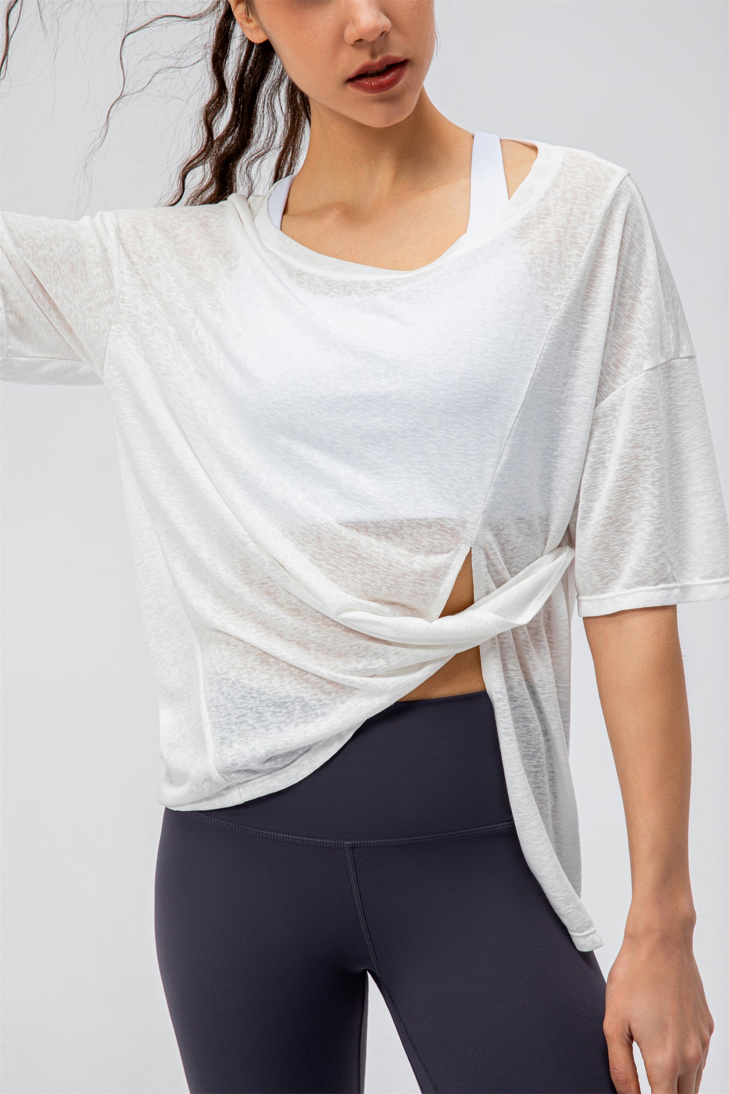 Crew Neck Slit Top