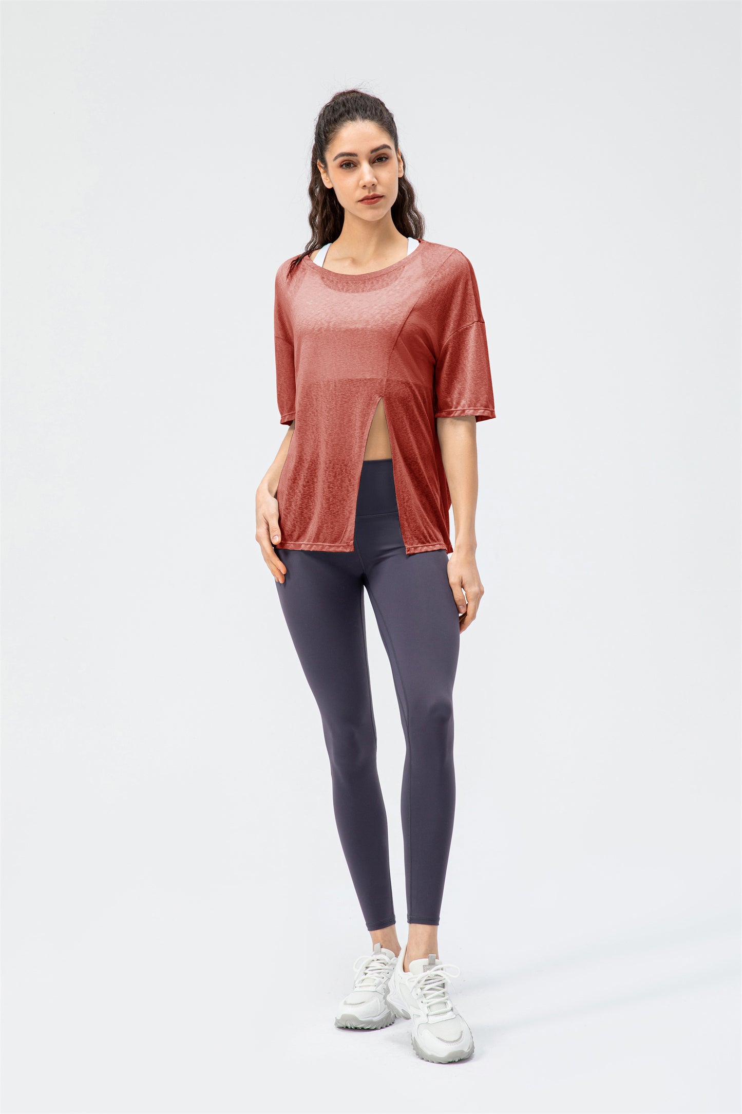 Crew Neck Slit Top