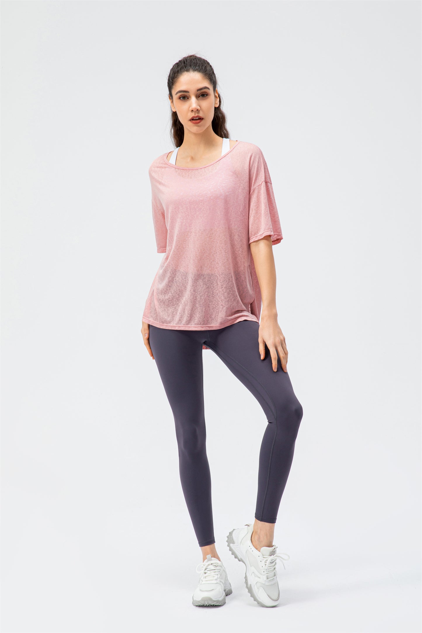 Crew Neck Double Slit Hem Sweatshirt