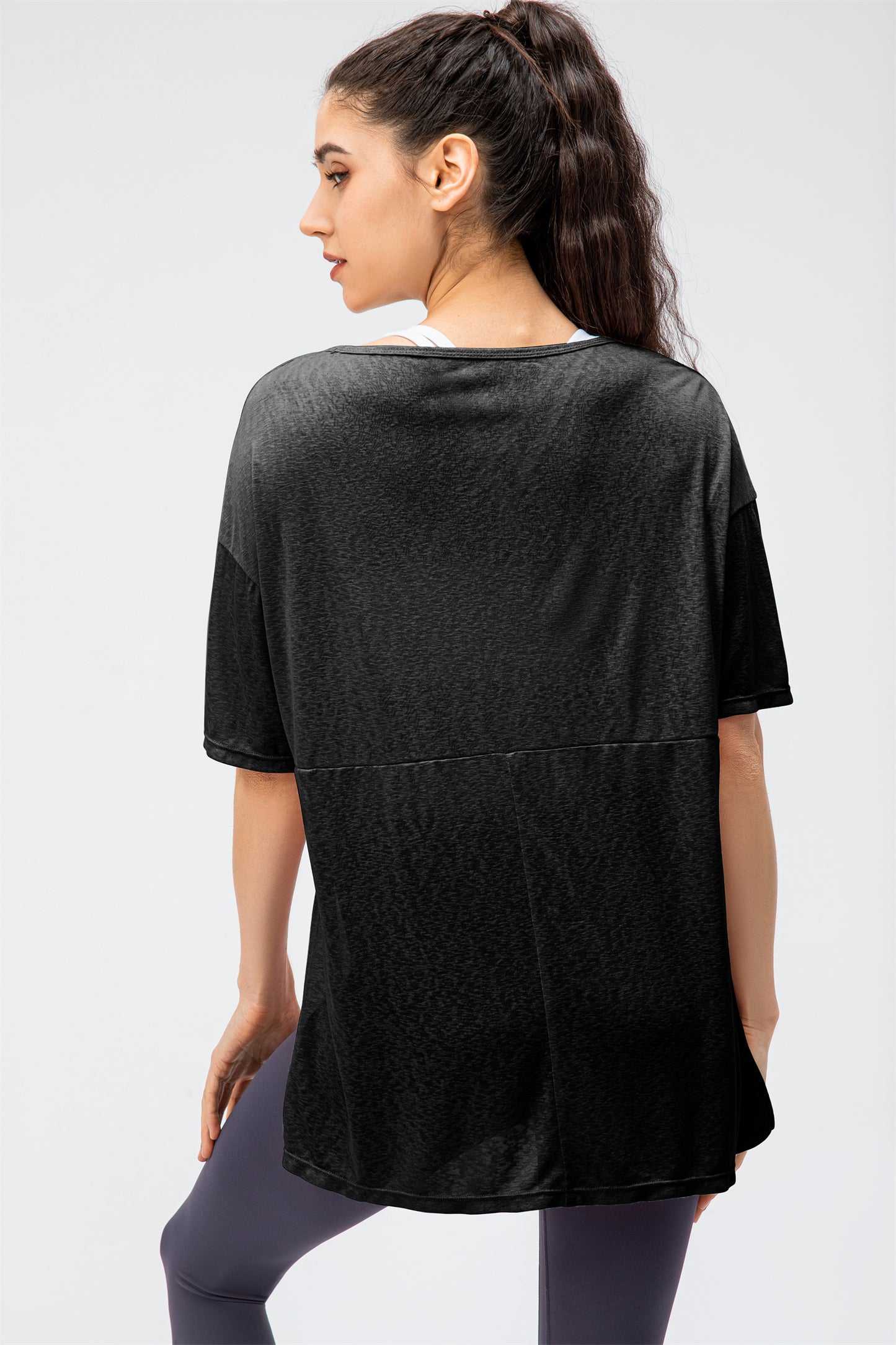 Crew Neck Double Slit Hem Sweatshirt