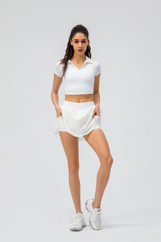 V-Neck Cropped High Waist Top