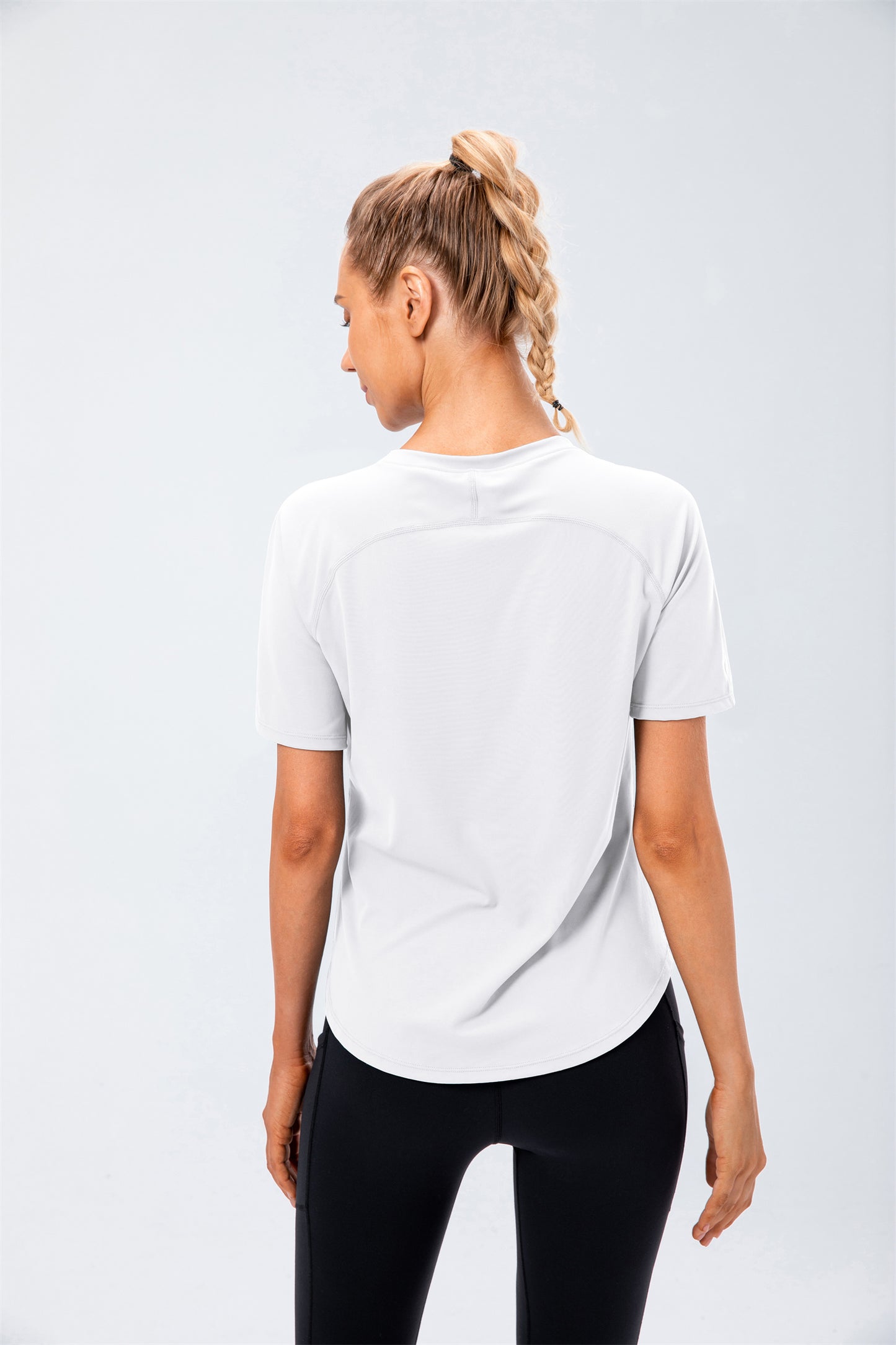 Short Sleeve Curved Hem Sports Top- Twinkle