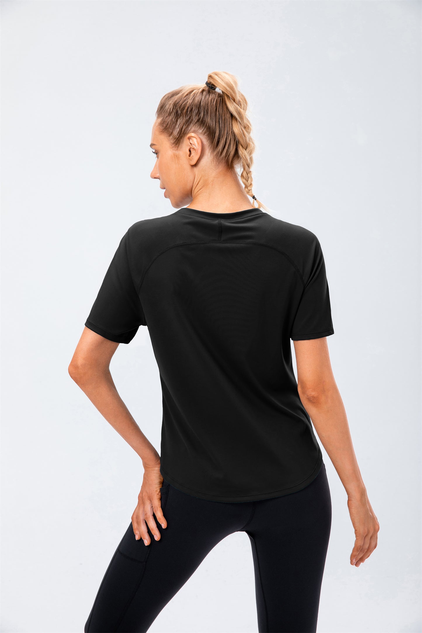 Short Sleeve Curved Hem Sports Top- Twinkle