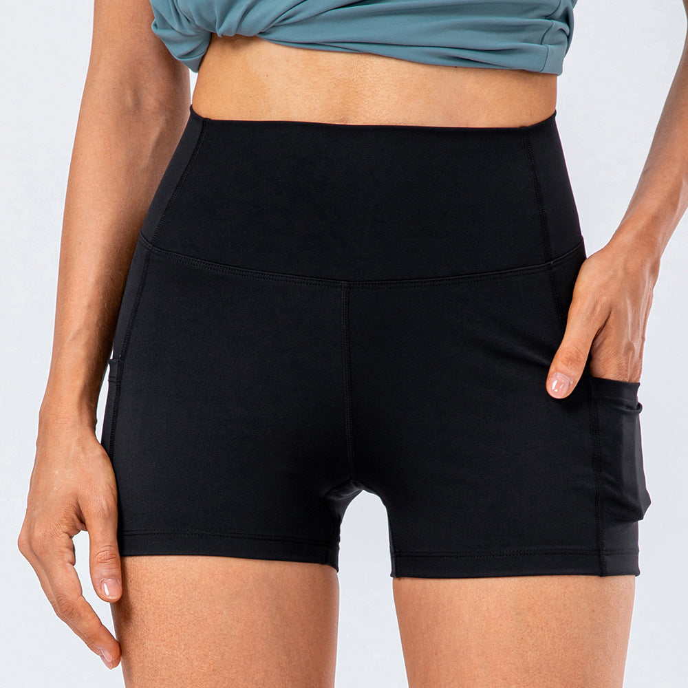 High Waisted Side Pocket Biker Shorts-Cloud