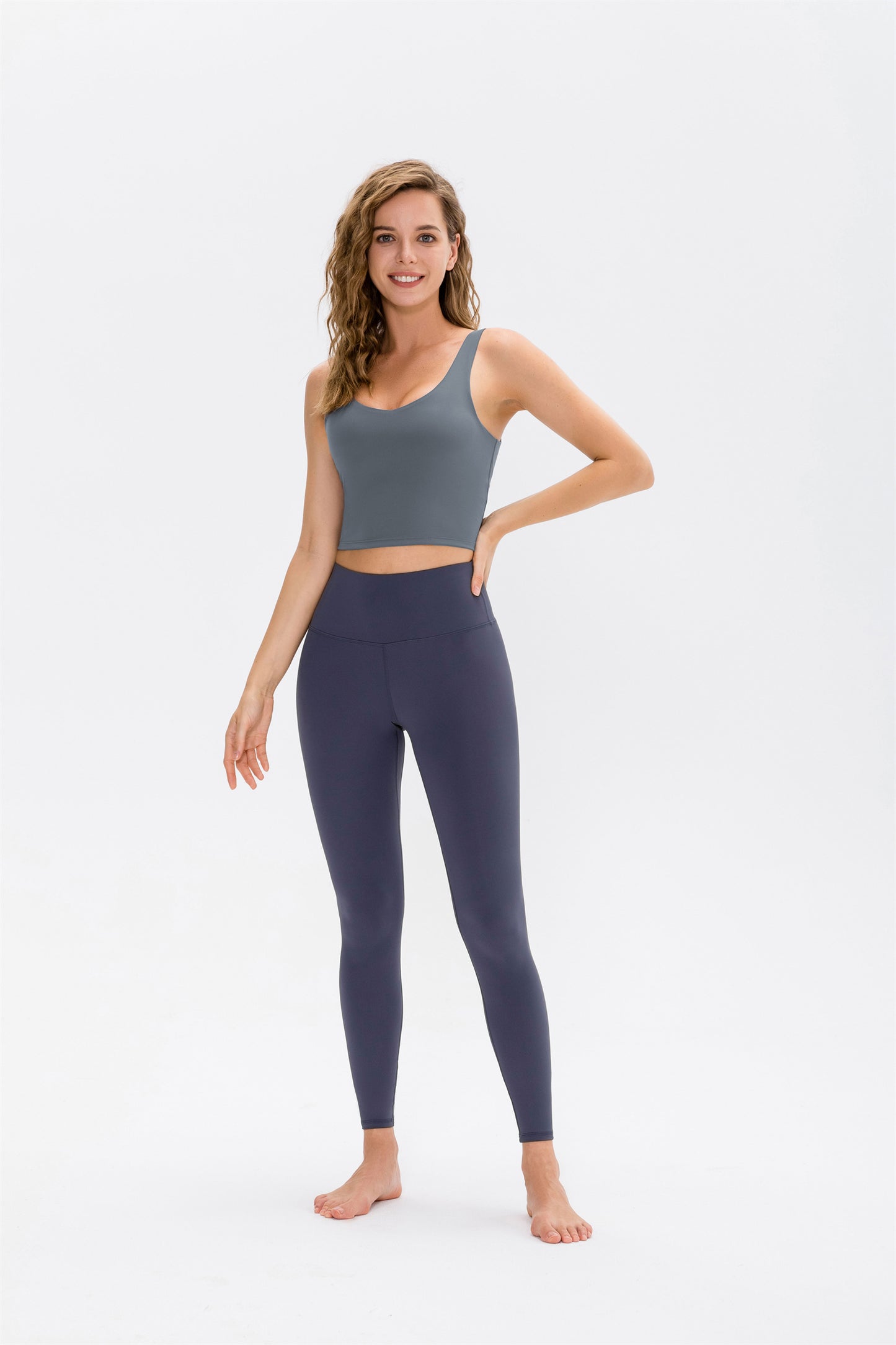 Padded V-Neck Workout Cropped Tank Top