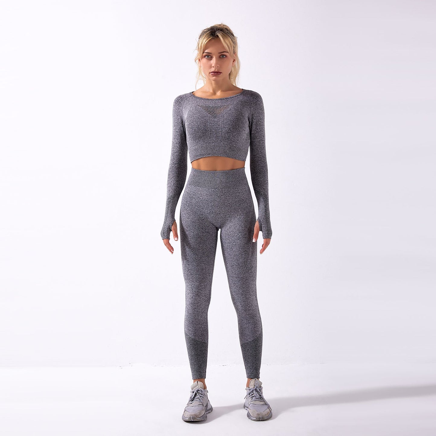 Seamless Gym Yoga Set Long Sleeve & Leggings for Women