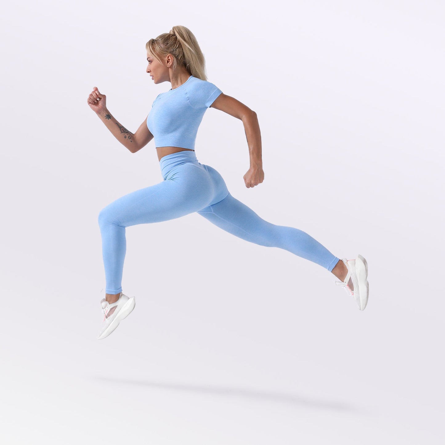 Seamless Gym Yoga Set Short Sleeve Top & Leggings for Women
