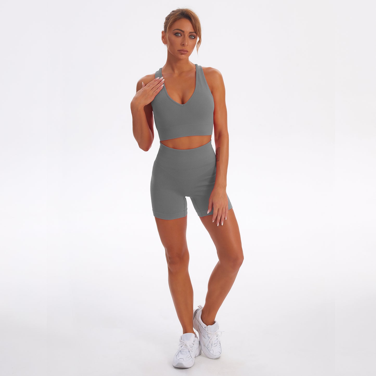 Seamless Gym Yoga Set Sports Bra & Shorts