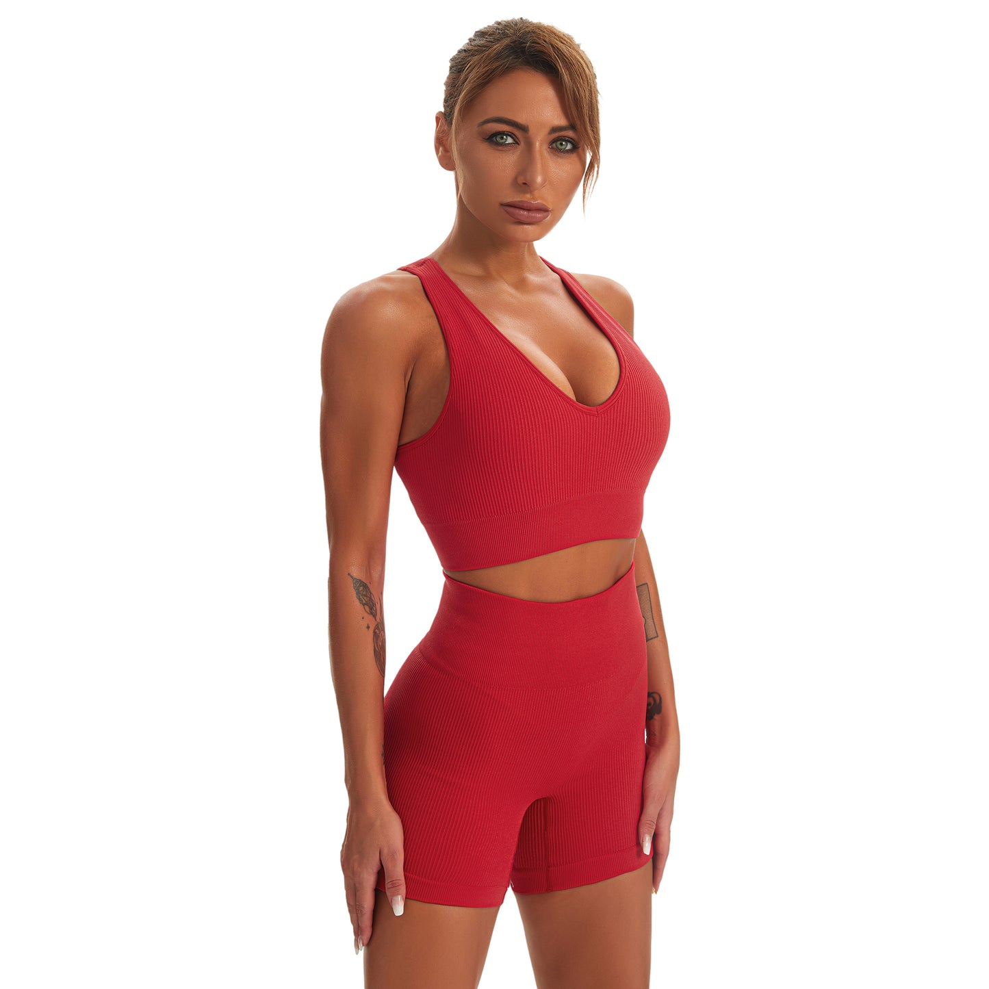 Seamless Gym Yoga Set Sports Bra & Shorts