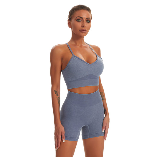 Seamless Gym Yoga Set Sports Bra & Shorts