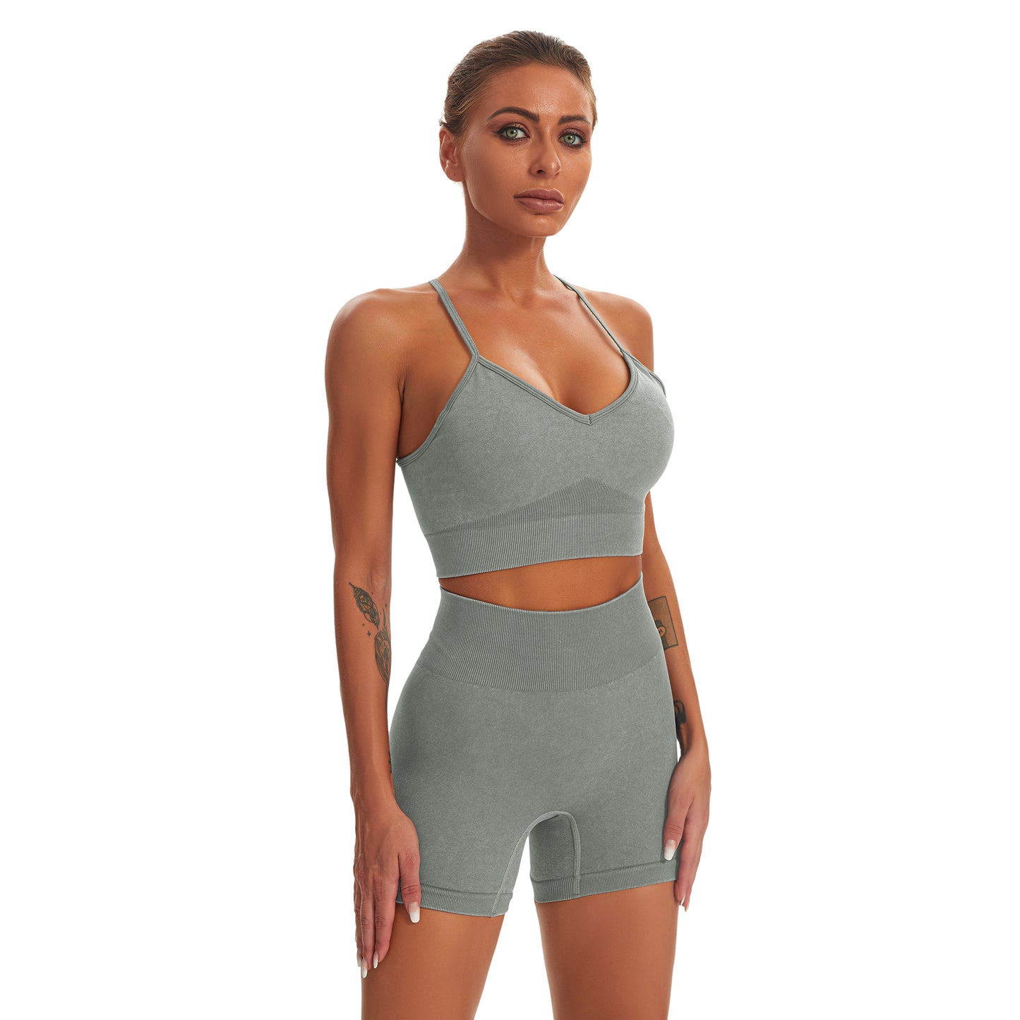 Seamless Gym Yoga Set Sports Bra & Shorts