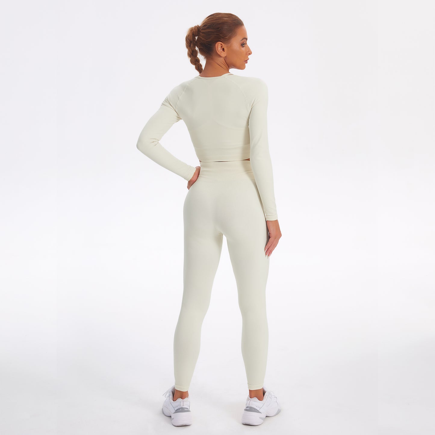 Seamless Gym Yoga Set Zip Up Long Sleeve & Leggings