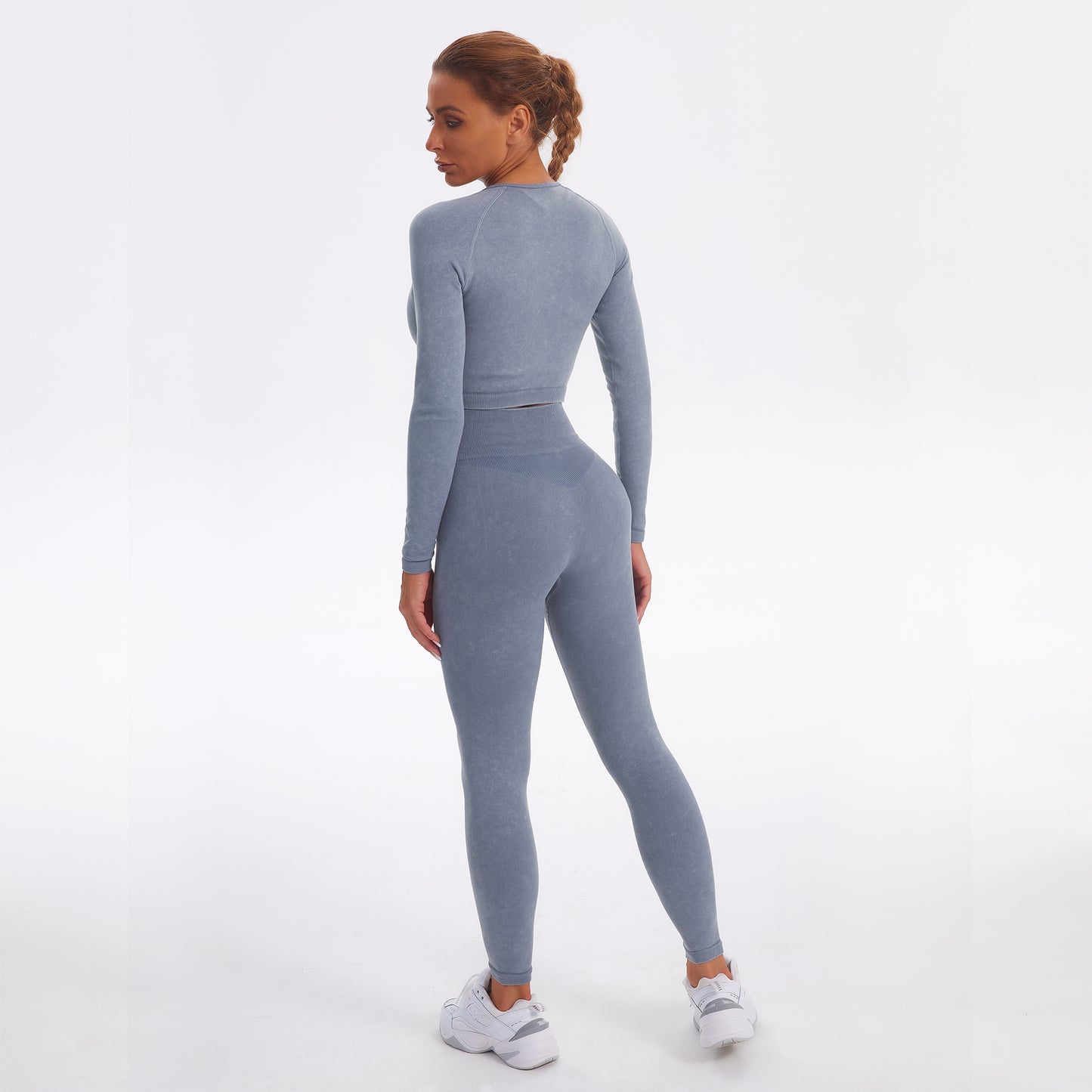 Seamless Gym Yoga Set Zip Up Long Sleeve & Leggings